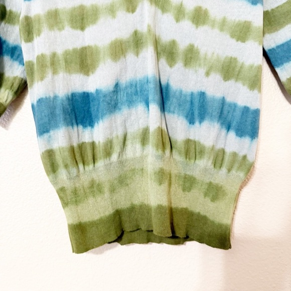 Happy Sheep Tie Dye Cotton Green Blue Short Sleeve Sweater size small - Picture 6 of 7